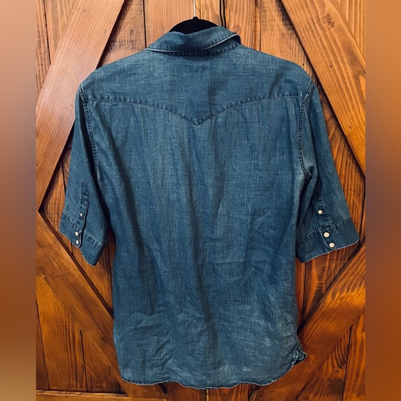 BLUE DENIM ALL SAINTS LINEN SHIRT - Picture 7 of 11